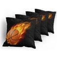 thumbnail image 5 of Ambesonne Sports Throw Pillow Cover 4 Pack, Basketball Shoot Art, 24", Orange Black, 5 of 7