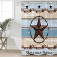 thumbnail image 2 of Country Star Blue Shower Curtains for Bathroom Waterproof Fabric Bath Curtains Decor Bath Tub Curtain Farmhouse Western Texas Star Barn Decorative Shower Curtain Sets with 12 Hooks, 72x72 Inch, 2 of 6