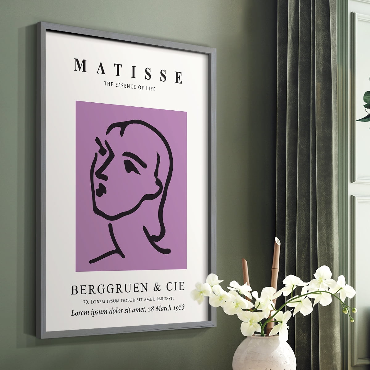 Matisse CVIII Framed Print in Gray Solid Wood 16 x 20 Framed Print