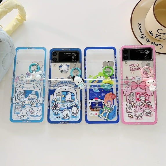 For Samsung Galaxy Z Flip4/Flip3 5G Phone Case,Shockproof Cute Cartoon Melody/Cinnamon Case,Silm PC Flip Case Cover With Pendant