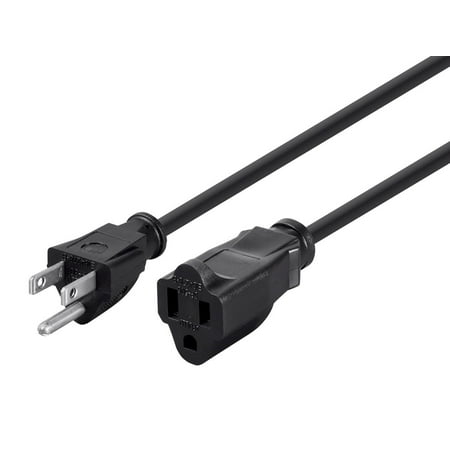 UPC: 0889028053331 | Monoprice Power Extension Cord Cable – 10 Feet – Black | 14AWG 15A (NEMA 5-15P to NEMA 5-15R)