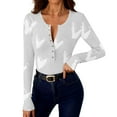 thumbnail image 6 of FDGIU Women’s Long Sleeve Henley Neck Shirt - Slim Fitted Ribbed Top for Going Out & Work Casual, 6 of 7