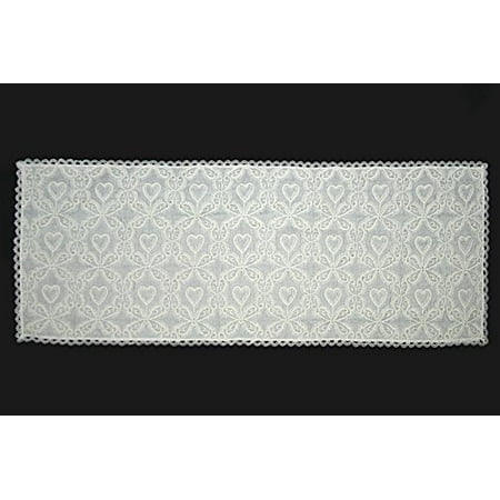 

Cotton Table Runner Topper Heart Embroidered Tablecloth Linen Decoration (Off-White)