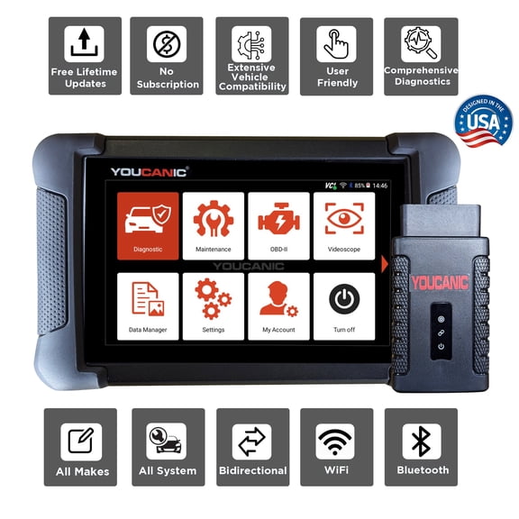 YOUCANIC UCAN-II-C Pro OBD2 Scanner – Full System Diagnostics for Cars, SUVs & Light Trucks with Bi-Directional Tests & Service Functions