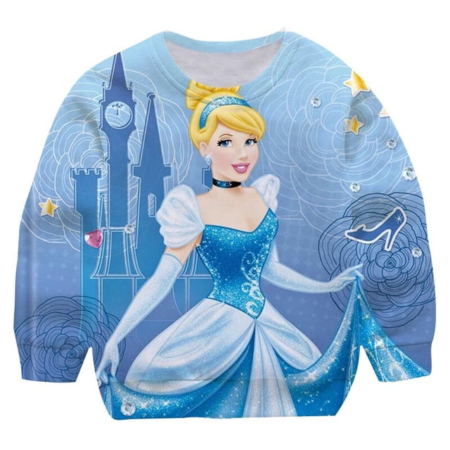 Sudadera de manga larga de princesa Blancanieves de Anime de Disney, ropa de algodón para niños, ropa informal fresca holgada, sudaderas con capucha de moda para niños 14T Gao Jinjia LED