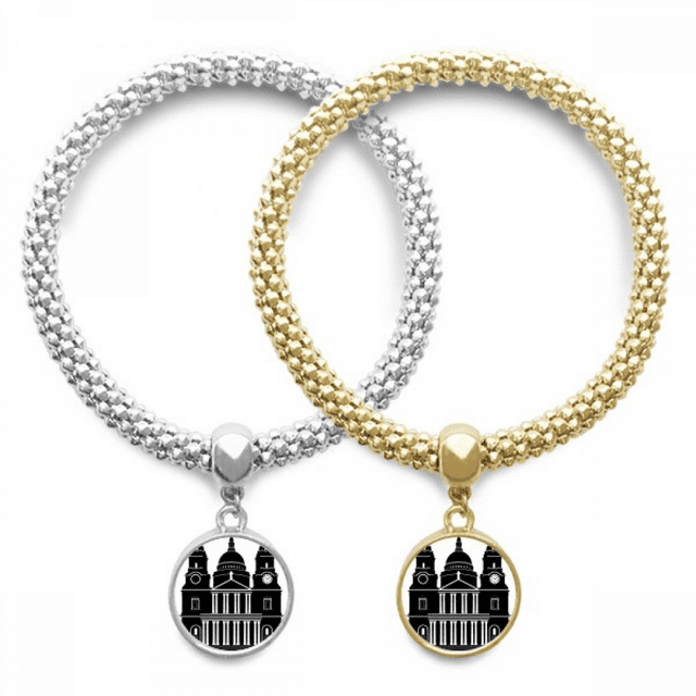 Bride Pendentif Bracelet Amoureux du Royaume-Uni Contour Angleterre Bâtiment Chaîne Couple