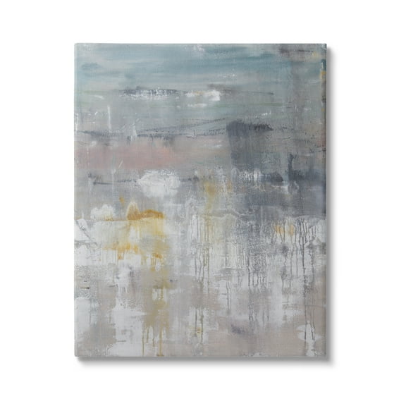 Stupell Industries Enigmatic Paint Drip Contemporary Neutrals Yellow Accent Painting Gallery Wrapped Canvas Print Wall Art, Design by Hilary Winfield