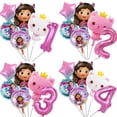 thumbnail image 2 of 6pcs Gabby Dollhouse Cats Number Balloon Children's Birthday Party Decoration Aluminum Balloons Girl Gabby's Doll Balloon Set, 2 of 5