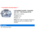 thumbnail image 2 of Left Headlight Assembly - Compatible with 1981 - 1983 Plymouth PB150 1982, 2 of 2