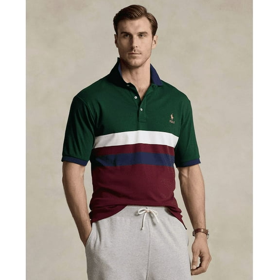 Polo Ralph Lauren Men's Big & Tall Color-Blocked Soft Cotton Polo Shirt - Moss Agate Multi
