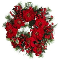 Nearly Natural 4660 24" Poinsettia Wreath Red (4660)