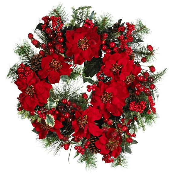 Nearly Natural 4660 24" Poinsettia Wreath Red (4660)