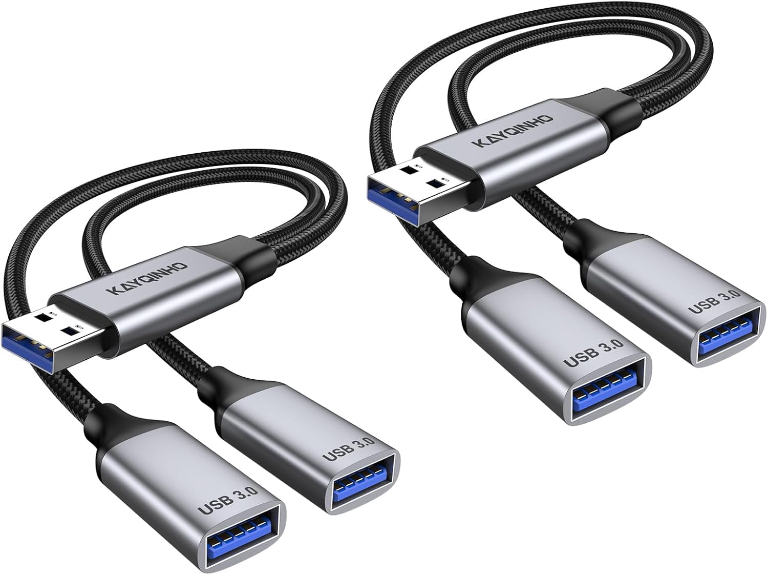 MHAWBL-2 Pack USB 1 to 2 Splitter, USB 3.0 A Male to 2 USB Female Jack Y Splitter Hub Power Cord Adapter Cable Cord for Charging, Data Transfer, Laptop, Mac.
