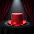 thumbnail image 4 of Roll Brims Tall Top Hat for Adult Bowlers Hat Magicians Hat Halloween Party Hat Cosplay Costume Stage Show Headwear Red, 4 of 7