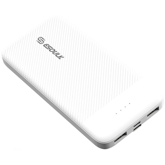 Portable 10000mAh Power Bank Dual USB Battery - White