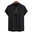 thumbnail image 2 of Camisas Vaqueras Para Hombre Manga Corta Moda de primavera y verano para hombre, camisa informal de manga corta con cuello levantado, camisetas transpirables para hombre (Black, 3XL), 2 of 5