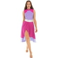 thumbnail image 2 of ZDHoor Womens Tunic Sleeveless Color Block Dance Dress Liturgical Praise Worship Dance Costume Hot Pink&Light Purple L, 2 of 7