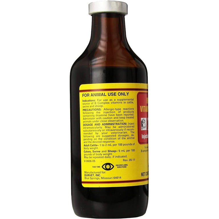 can b12 injections cause heart problems Durvet B Complex Injectable, 100ml, High Level Animal Vitamins for Cattle,  Swine & Sheep, with Moofin Measuring Spoon, Essential Livestock Vitamins  for Recovery & Nutritional Support~ [Pack of 3] : Buy Online