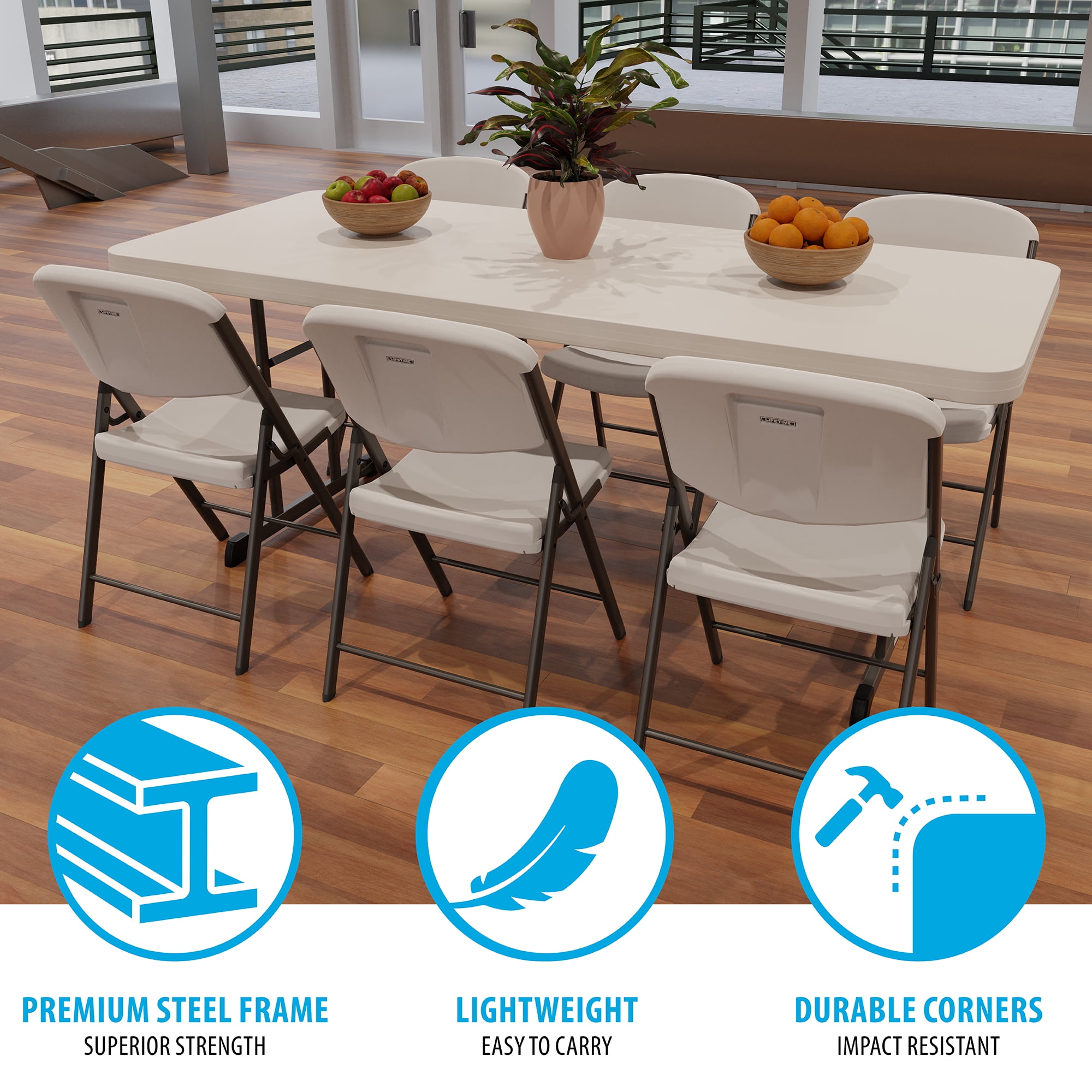 Lifetime 6 Foot Rectangle Folding Table, Indoor/Outdoor Professional Grade, Almond (80249)