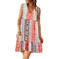 thumbnail image 1 of IROINNID V-Neck Shift Dress For Women Summer Fashion Sleeveless Print Ruffles Casual Dress Comfort Waist Dress, 1 of 8