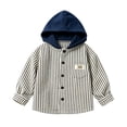 thumbnail image 3 of Toddler Boys Striped Hooded Sweatshirts Oversized Button Down Jackets Fall Cute Casual Long Sleeve Preppy Sweater with Pocket, 3 of 7