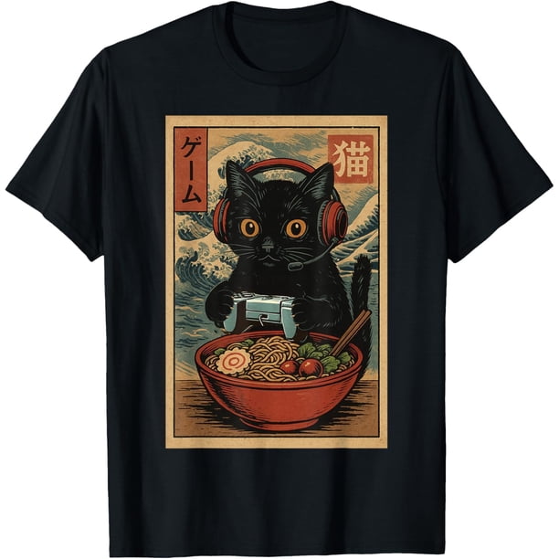 Ramen Noodles Cat Japan Y2K Kawaii Retro Cats Camiseta