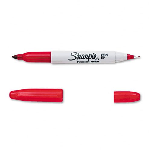 Sharpie TwinTip Permanent Marker, Fine/Ultra Fine Point, Red