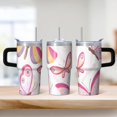thumbnail image 2 of Butterfly 20oz Stainless Steel Tumbler with Handle and Straw – Insulated Travel Cup with Sliding Lid, 360° Full Wrap Printed Mug for Home, Outdoor & Sports Use, Spring, 2 of 6
