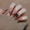 thumbnail image 1 of HLONK 24Pcs Gel Press on Nails  Gel French Long Fake Nails  Press on Tips With Glue  Rhinstone with Butterfly  NO.13, 1 of 6