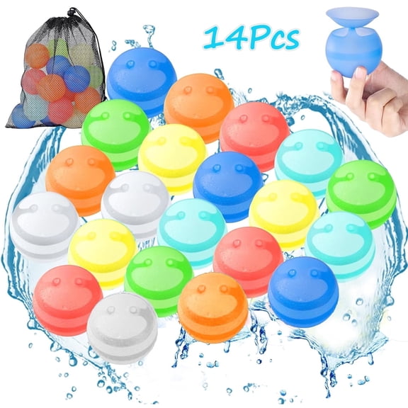 COCOBELA 14 Pack Water Balloons for Kids Boys & Girls, Silicone Water Splash Balloon