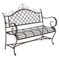 thumbnail image 4 of SAFAVIEH Abner Outdoor Patio Wrought Iron Garden Bench, Rustic Brown, 4 of 11