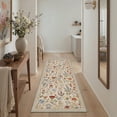 thumbnail image 4 of 5x7 Area Rugs for Living Room and Bedroom, Machine Washable Low Pile Rug with Non Slip Backing, Lightweight Print Pattern Floor Rug for Dining Room and Home Office, Wild Flora, Oatmeal Beige, 4 of 5