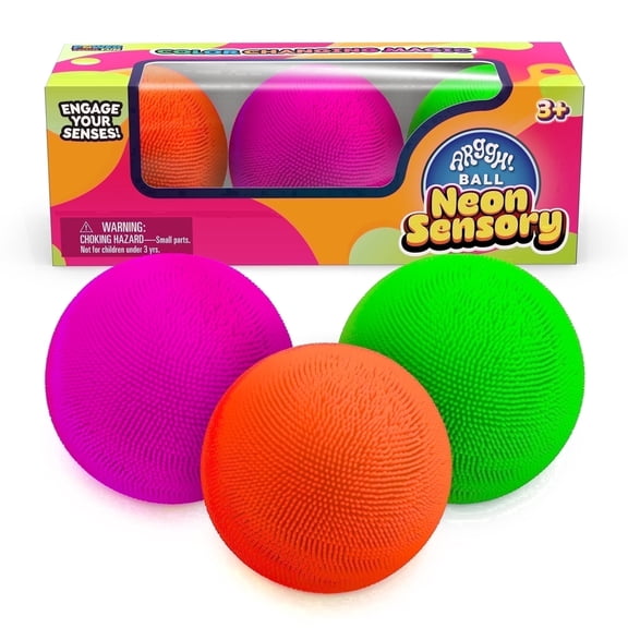 Power Your Fun Arggh Squeezable Rubber Stress Ball Multicolor for Kids and Adult 3-Pack