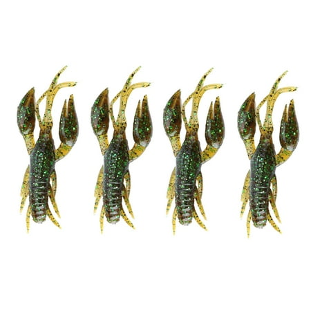 Yosoo 4pcs Fishing Crawfish Lure Silicone Soft Artificial Bait Crayfish 3D Slow Sinking Floating Shrimp for Carp Bass Freshwater or Saltwater Lobster (Best Crawfish Bait For Bass)