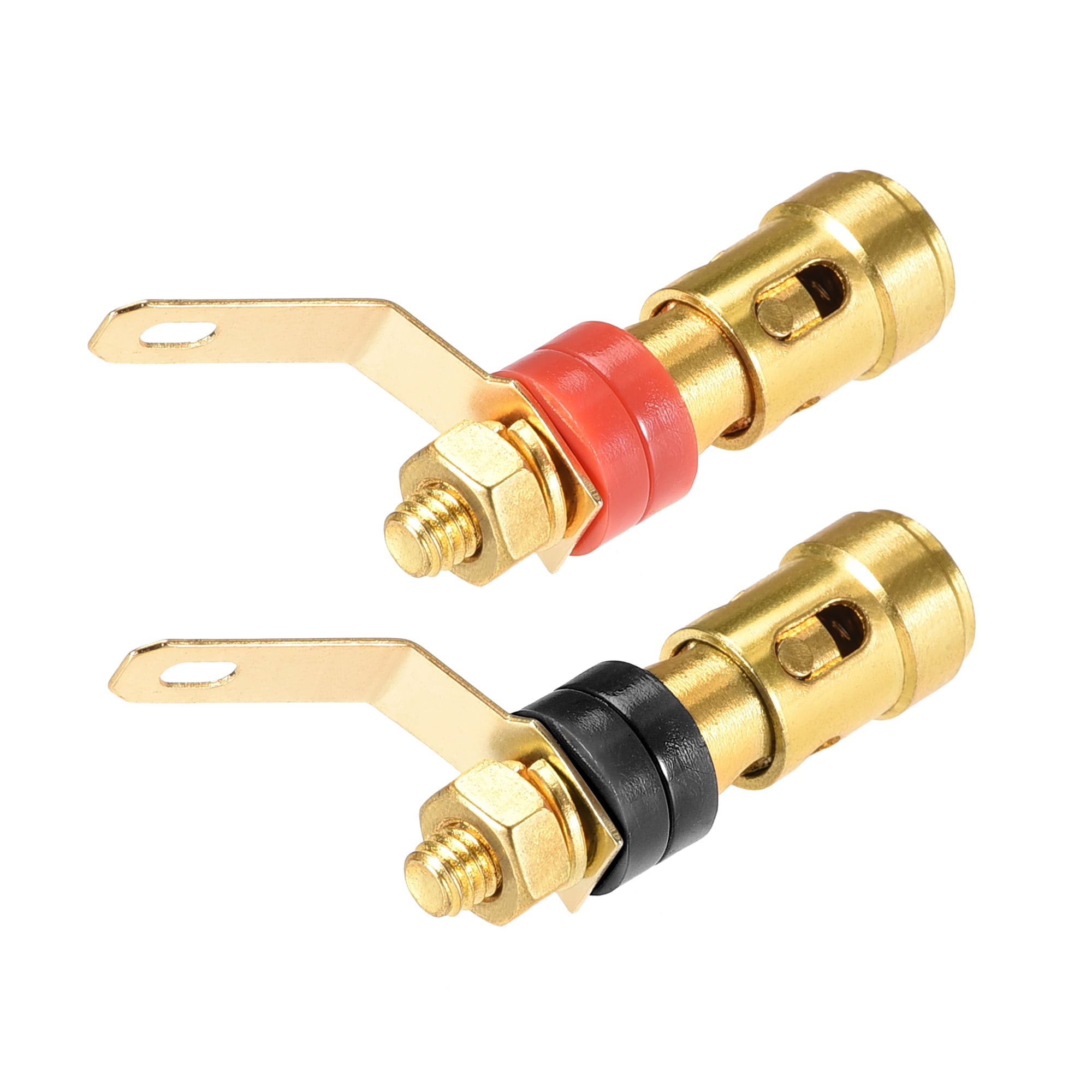 2 Pcs Gold Plated Copper RCA Panel Mount Female Jack Terminal Socket Audio Connector Subwoofer KitsSpeaker Parts & Components 