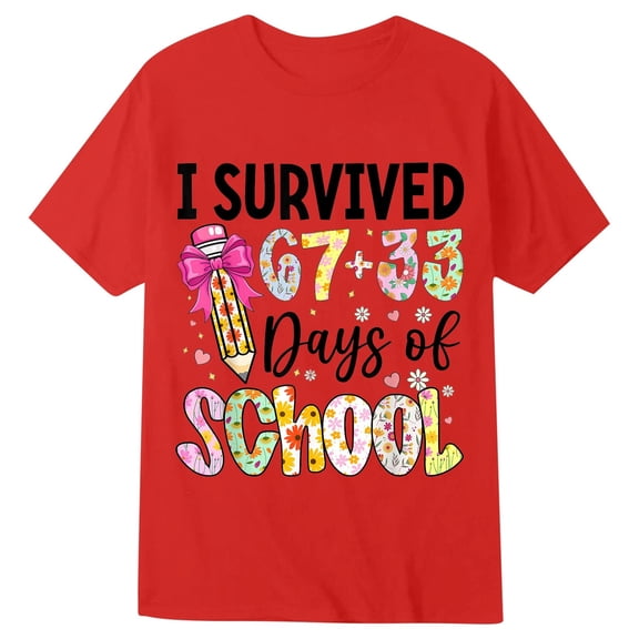 oqasdz Boys Girls 100 Days of School Shirt Graphic Short Sleeve Tee for Kids Back To School Round Neck T Shirt Comfortable Fit Performance Casual Outdoor
