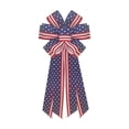 thumbnail image 2 of Patriotic Fabric Bow for Independence Day, Star Spangled Banner Striped Decor for Wreath Wardrobe, Red White Blue Polyester Ornament, 2 of 6