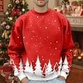 thumbnail image 2 of Sweaters for Men Mens Christmas Plus Size Hoodless Pullovers Fashion Sweatshirts Holiday Logo Print Clothing Tops Hop Oversized Sweatshirts Stretchy Zip up Hoodie Men Oversized Sweaters Little Red XL, 2 of 5