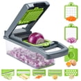 thumbnail image 1 of Vegetable Chopper, 12-in-1 Multifunctional Food Chopper, Professional Onion Chopper with 7 Blades, Vegetable Cutter with Container for Salad, Potato, Carrot,and Garlic; Essential Kitchen Tool, 1 of 8