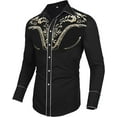 thumbnail image 4 of Daupanzees Slim Fit Shirts for Men Button Down Long Sleeve Embroidery Shirts Men's Western Cowboy Shirt Cotton Male Floral Embroidered Snap, 4 of 5