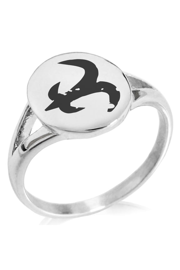 Stainless Steel Ancient Tribal Mercy Rune Minimalist Oval Top Polished Statement Signet Ring