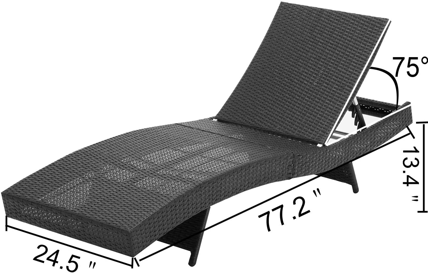 Mcombo Black Wicker Lounge Chaise Patio Outdoor Adjustable Reclining Chair 6082-LCBK-2 - image 5 of 7