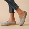 thumbnail image 4 of Womens Wedge Mules Slip on Penny Loafers Fashion Casual Leather Backless Hands Free Walking Shoes, 4 of 6