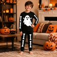 thumbnail image 6 of Halloween Pajamsa Sets Skeleton Print Home Wear Outfits Set 2pcs Long Sleeve Top Matching Pants Cozy Fall Winter Sleepwear, 6 of 8