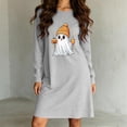 thumbnail image 6 of Stamzod Women's Long Sleeve House Dress Halloween Print Crewneck Sleep Shirt Plus Size Nightgowns for Women L, 6 of 6