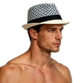 thumbnail image 2 of Bxsruta Men's Straw Fedora Hat Lightweight Breathable Summer Sun Hat Wide Brim Panama Style Outdoor UV Protection Beach Vacation Casual Headwear, 2 of 5