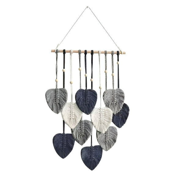 LAMIRO Farmhouse Handmade Macrame Wall Hanging Leaves Large Boho Feather Tapestry Chic Yarn Woven Art Decor for Nursery Bedroom and Living Room for Indoor Boho Home Decor