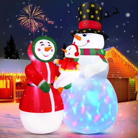 Vrilay 6Ft Christmas Inflatable, Snowmen Family Xmas Inflatable With Led Lights For Christmas Holiday Outdoor Yard Decorations