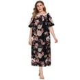 thumbnail image 4 of Plus Size Nightgown for Women Short Sleeve House Dress Vintage Lace Square Neck Night Gown Oversized Printed Mumu Duster Housecoat Soft Full Length Sleep Dress XL-5XL, 4 of 7