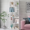 thumbnail image 3 of S-HOME Modern Asymmetrical Display Shelf In Synthetic Wood 5-Tier Vertical Bookcase For Compact Spaces, White, 3 of 16